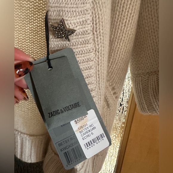 NWT Zadig & Voltaire Betsy Cardigan in Ecru, size small - Picture 11 of 14